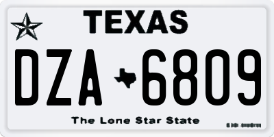 TX license plate DZA6809