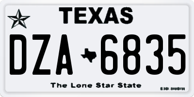 TX license plate DZA6835