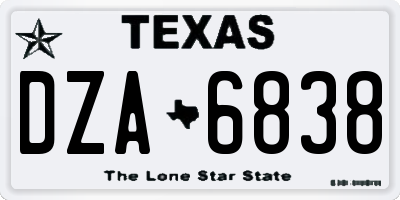 TX license plate DZA6838