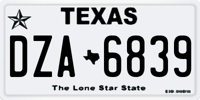 TX license plate DZA6839
