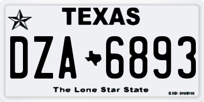 TX license plate DZA6893