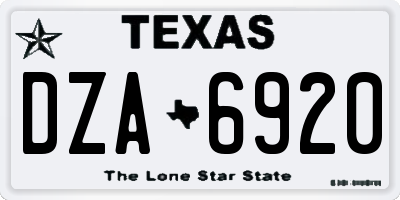 TX license plate DZA6920