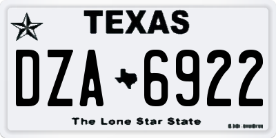 TX license plate DZA6922
