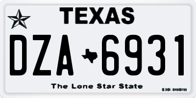 TX license plate DZA6931