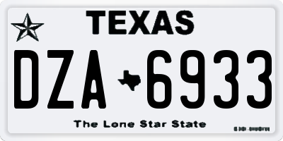 TX license plate DZA6933