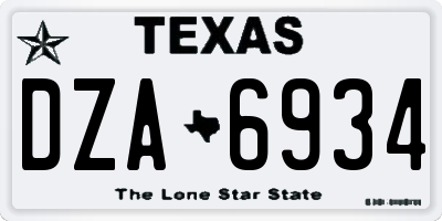 TX license plate DZA6934