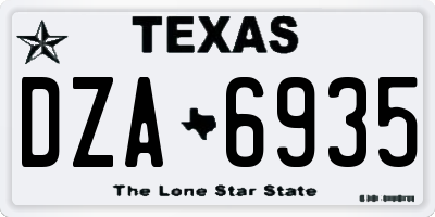 TX license plate DZA6935