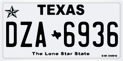 TX license plate DZA6936