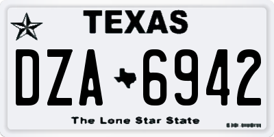 TX license plate DZA6942