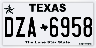 TX license plate DZA6958