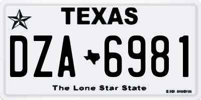TX license plate DZA6981