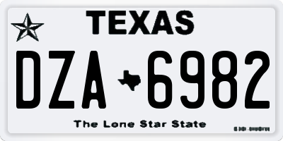 TX license plate DZA6982