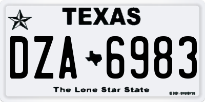TX license plate DZA6983