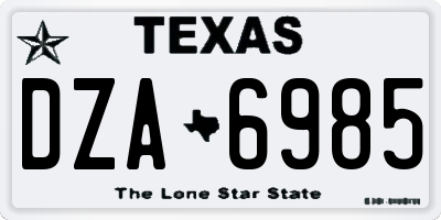 TX license plate DZA6985