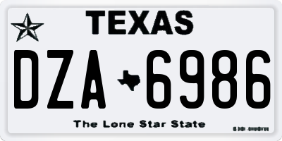 TX license plate DZA6986