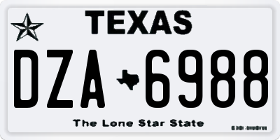 TX license plate DZA6988
