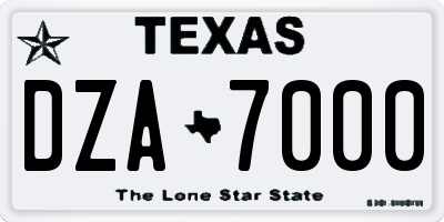 TX license plate DZA7000