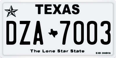 TX license plate DZA7003
