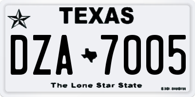 TX license plate DZA7005