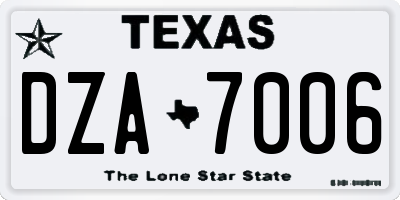 TX license plate DZA7006