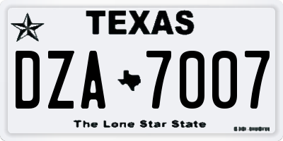 TX license plate DZA7007