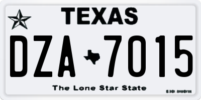 TX license plate DZA7015