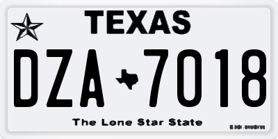 TX license plate DZA7018