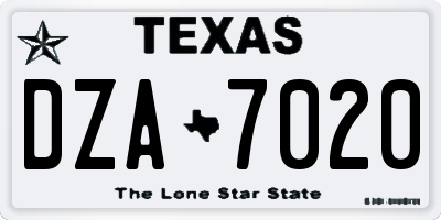 TX license plate DZA7020