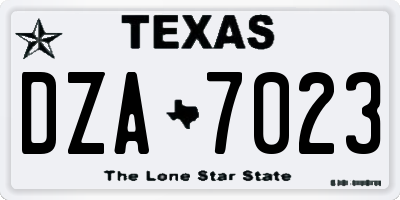 TX license plate DZA7023