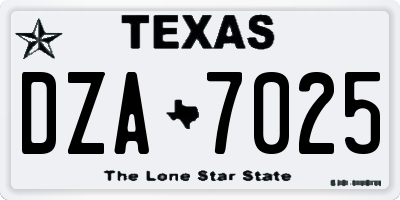 TX license plate DZA7025