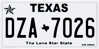 TX license plate DZA7026