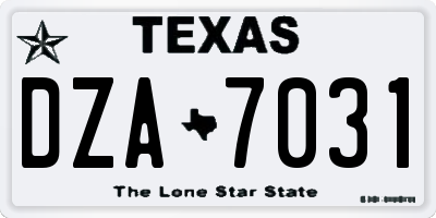 TX license plate DZA7031