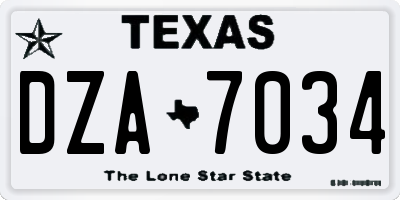 TX license plate DZA7034