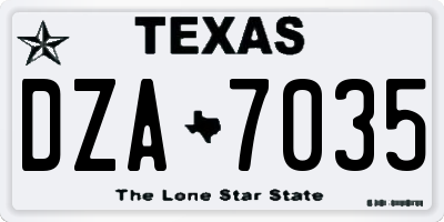 TX license plate DZA7035