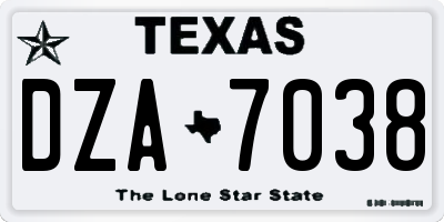 TX license plate DZA7038