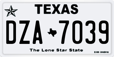 TX license plate DZA7039