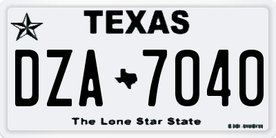 TX license plate DZA7040