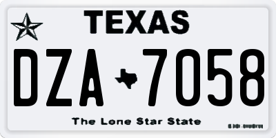 TX license plate DZA7058