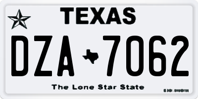TX license plate DZA7062
