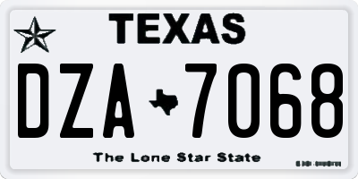 TX license plate DZA7068