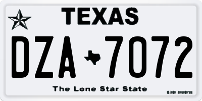 TX license plate DZA7072