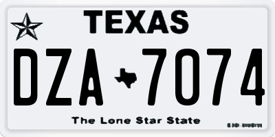 TX license plate DZA7074