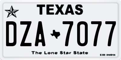TX license plate DZA7077