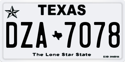 TX license plate DZA7078