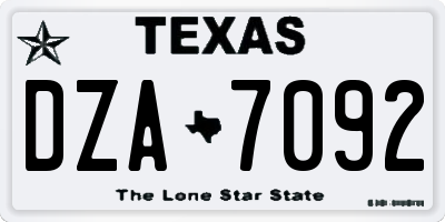 TX license plate DZA7092