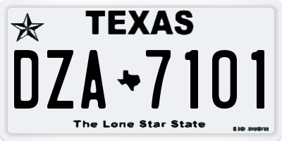 TX license plate DZA7101