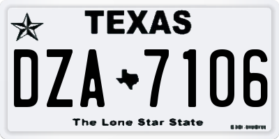 TX license plate DZA7106