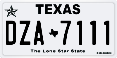TX license plate DZA7111