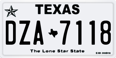 TX license plate DZA7118