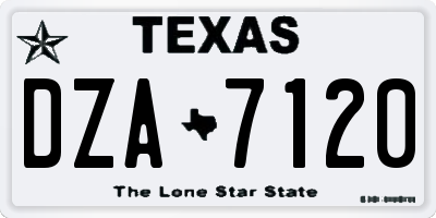 TX license plate DZA7120